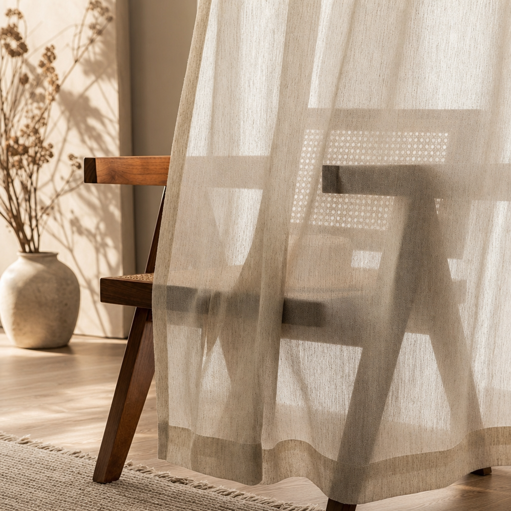 Japanese Linen-Blend Sheer Curtains