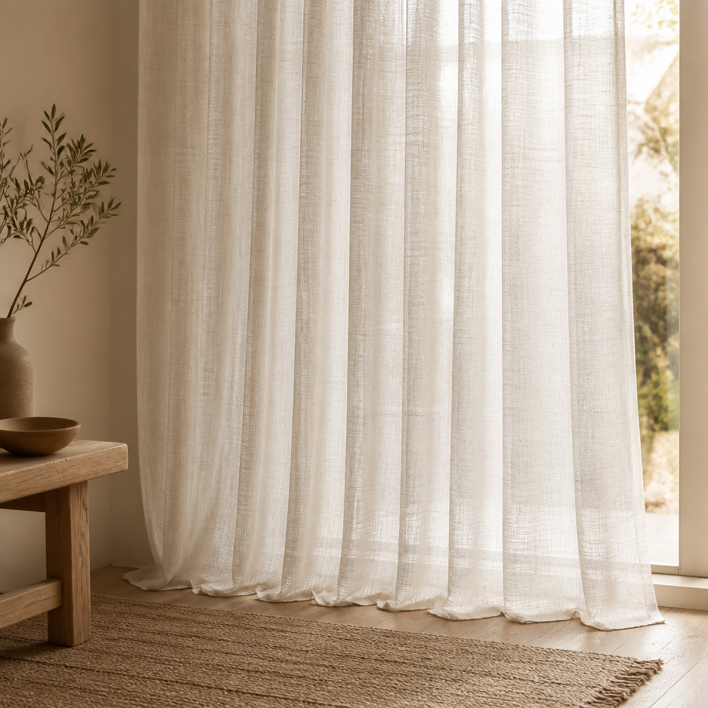 Farmhouse Linen-Blend Semi-Sheer Curtains, 96"