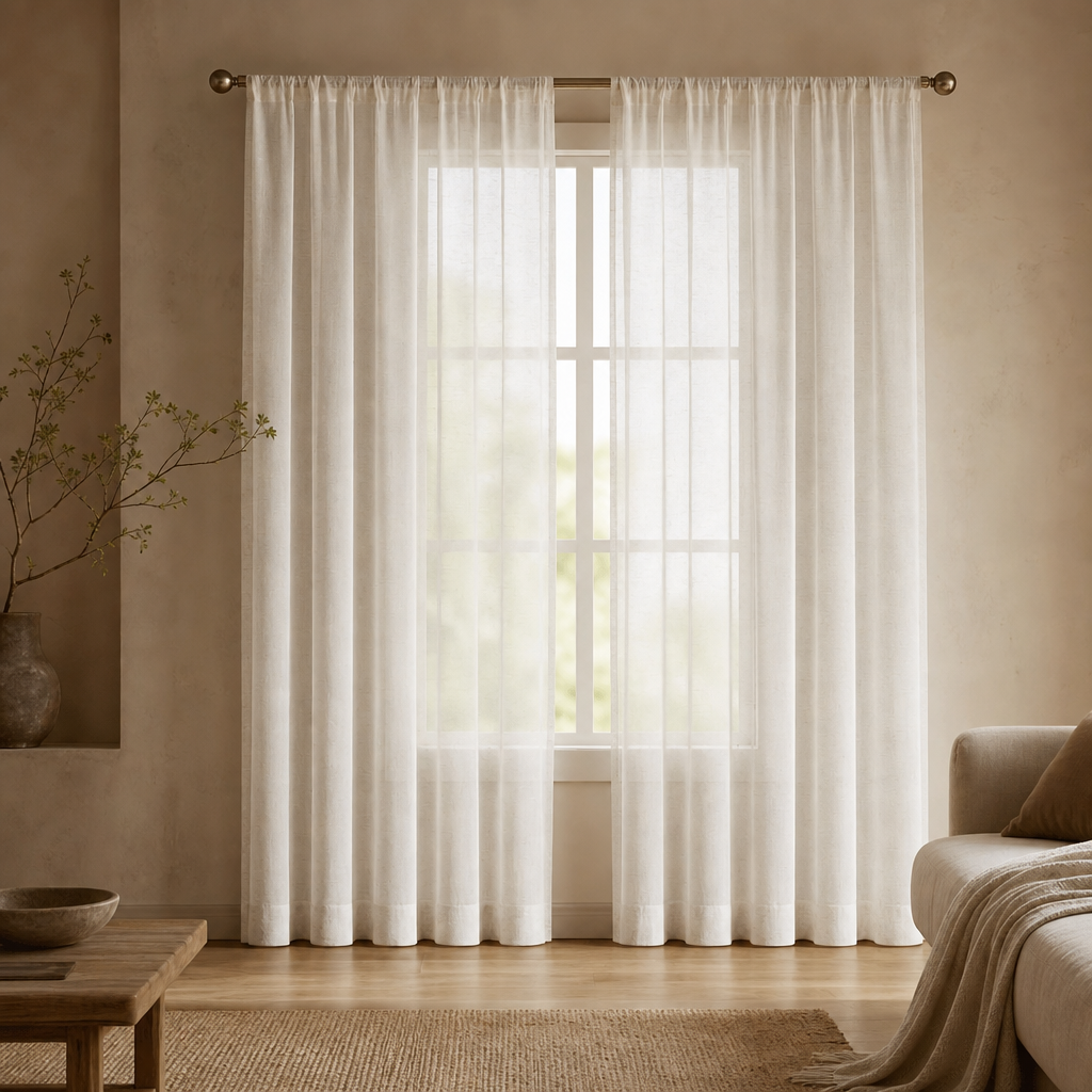 Modern Flax Sheer Curtains, 84"