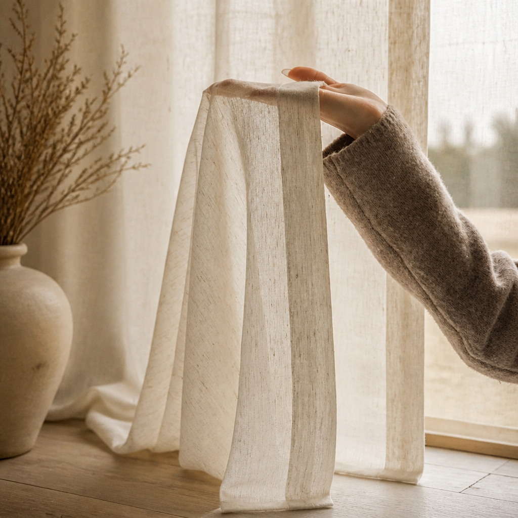 Modern Cotton-Linen Sheer Curtain