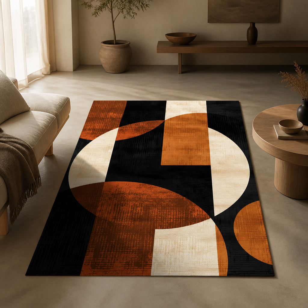 Abstract Washable Area Rug