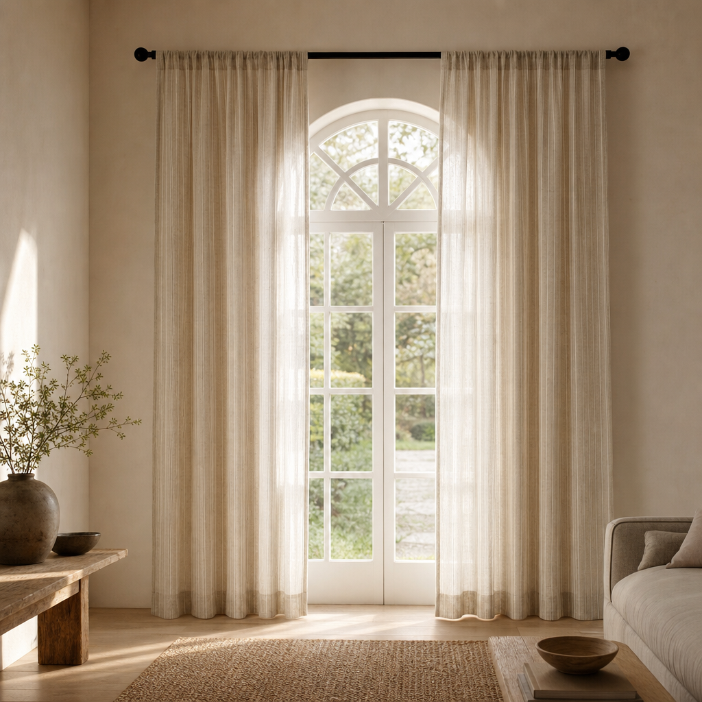 Japandi Cotton-Linen Sheer Curtains