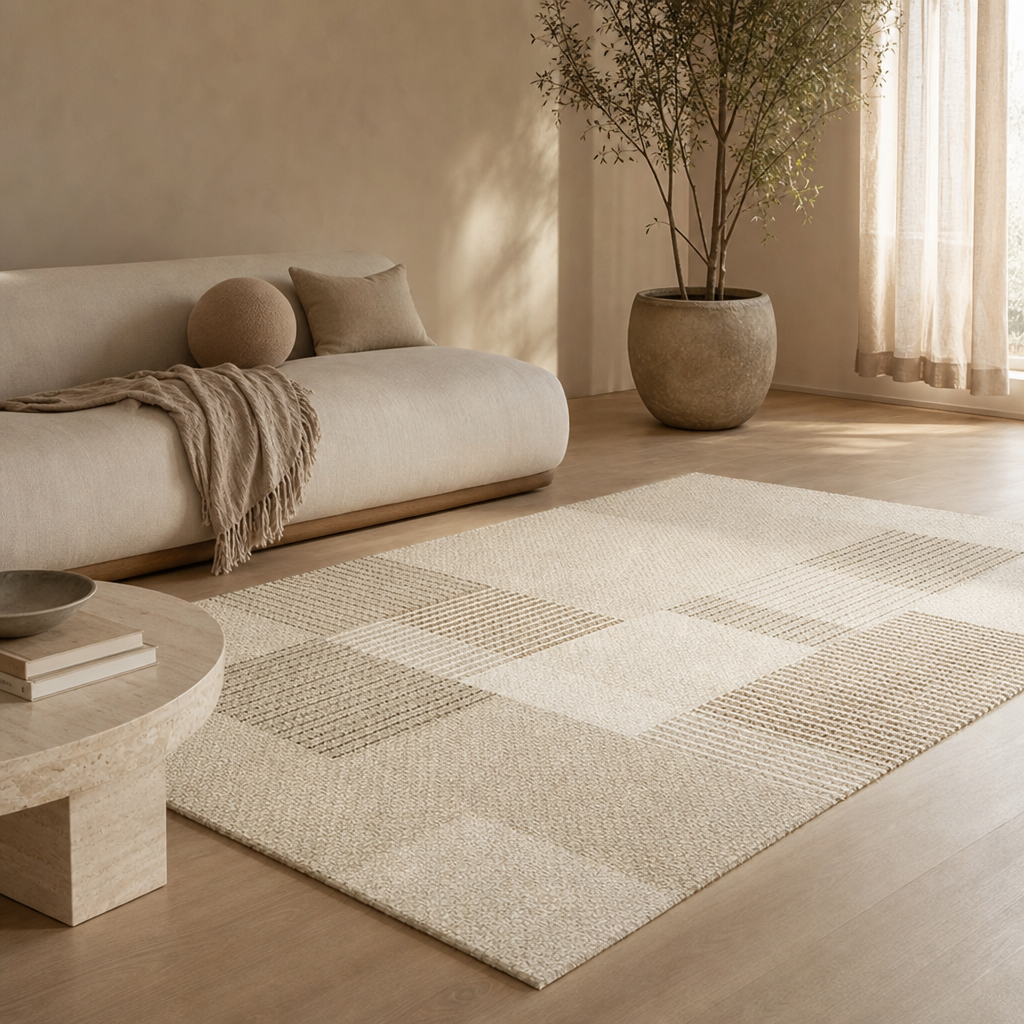 Washable Neutral Area Rug