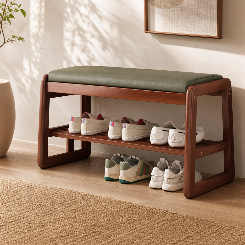Rattan Shoe Storage Bench