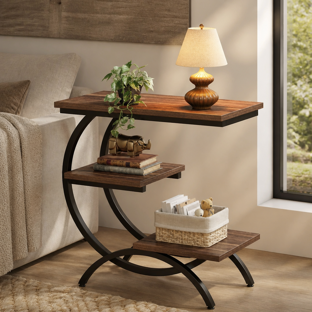 C-Shaped Sofa Side Table