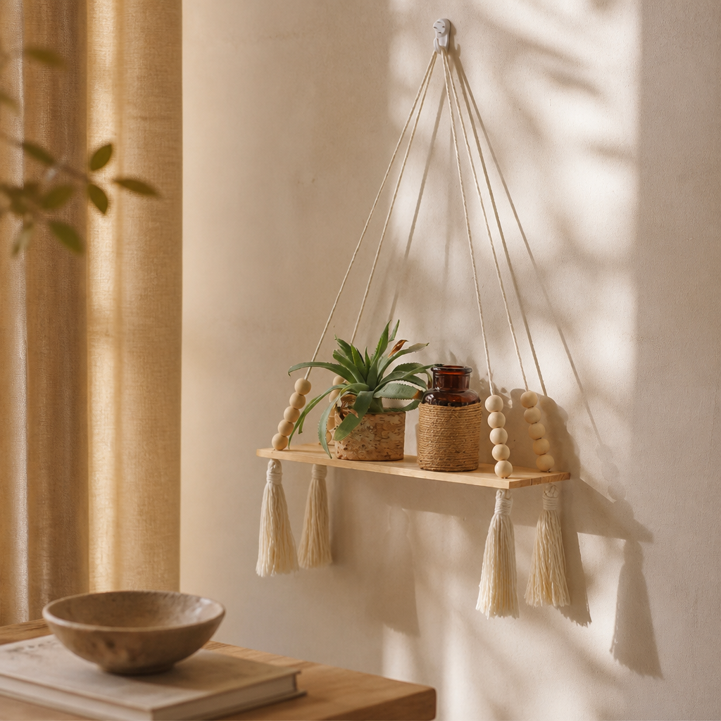 Macramé Hanging Wall Shelf