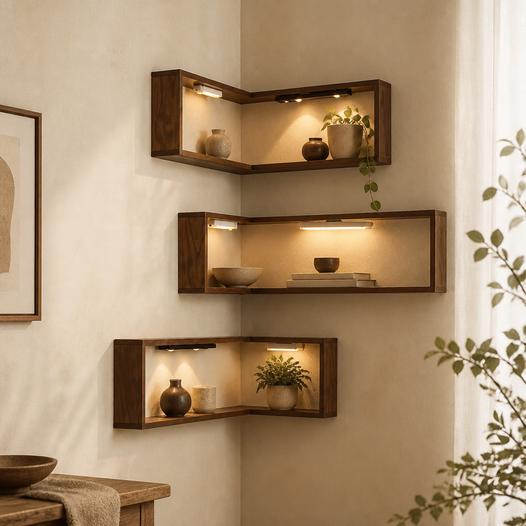 Floating Corner Wall Shelf