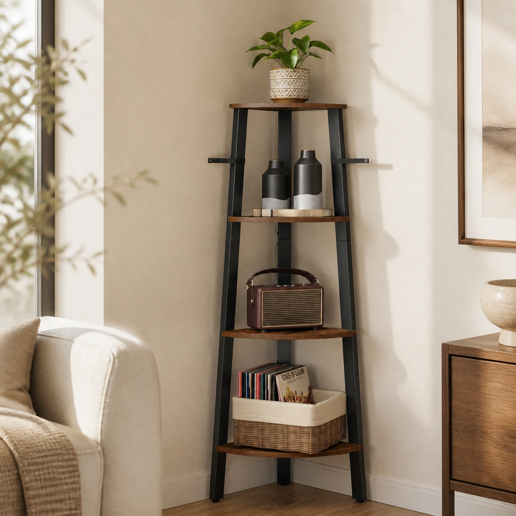 Wood Corner Bookshelf
