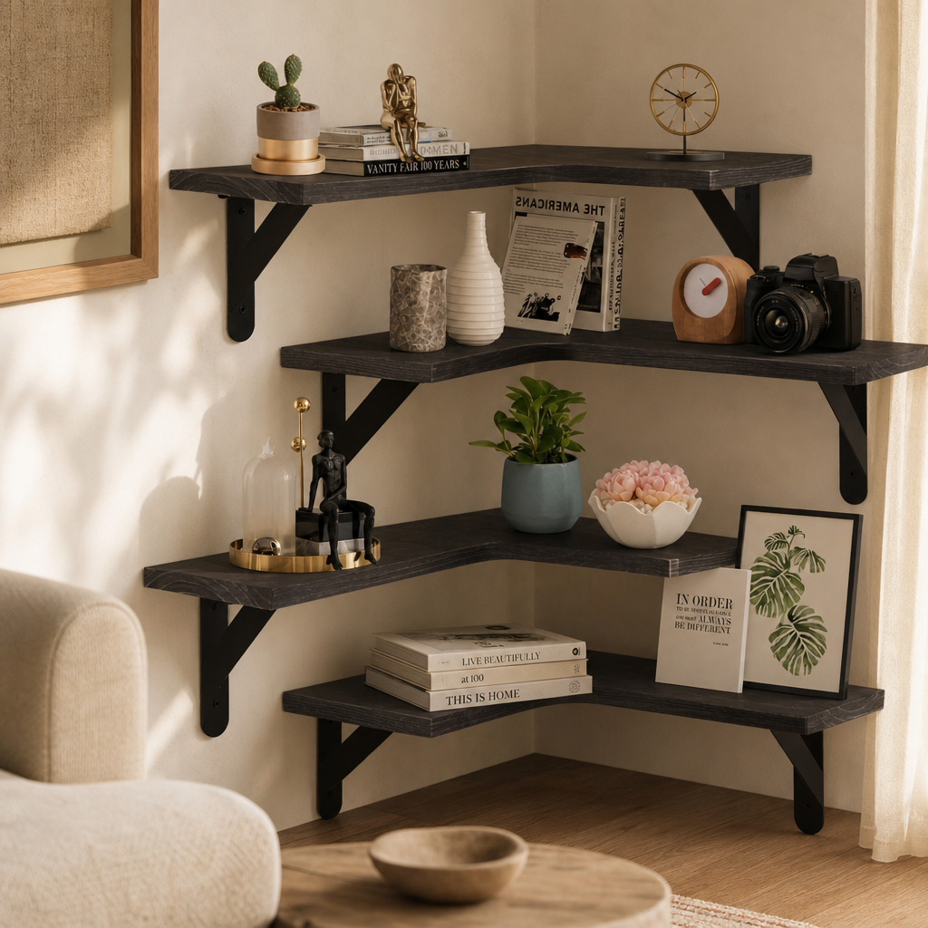 Floating Corner Wall Shelf
