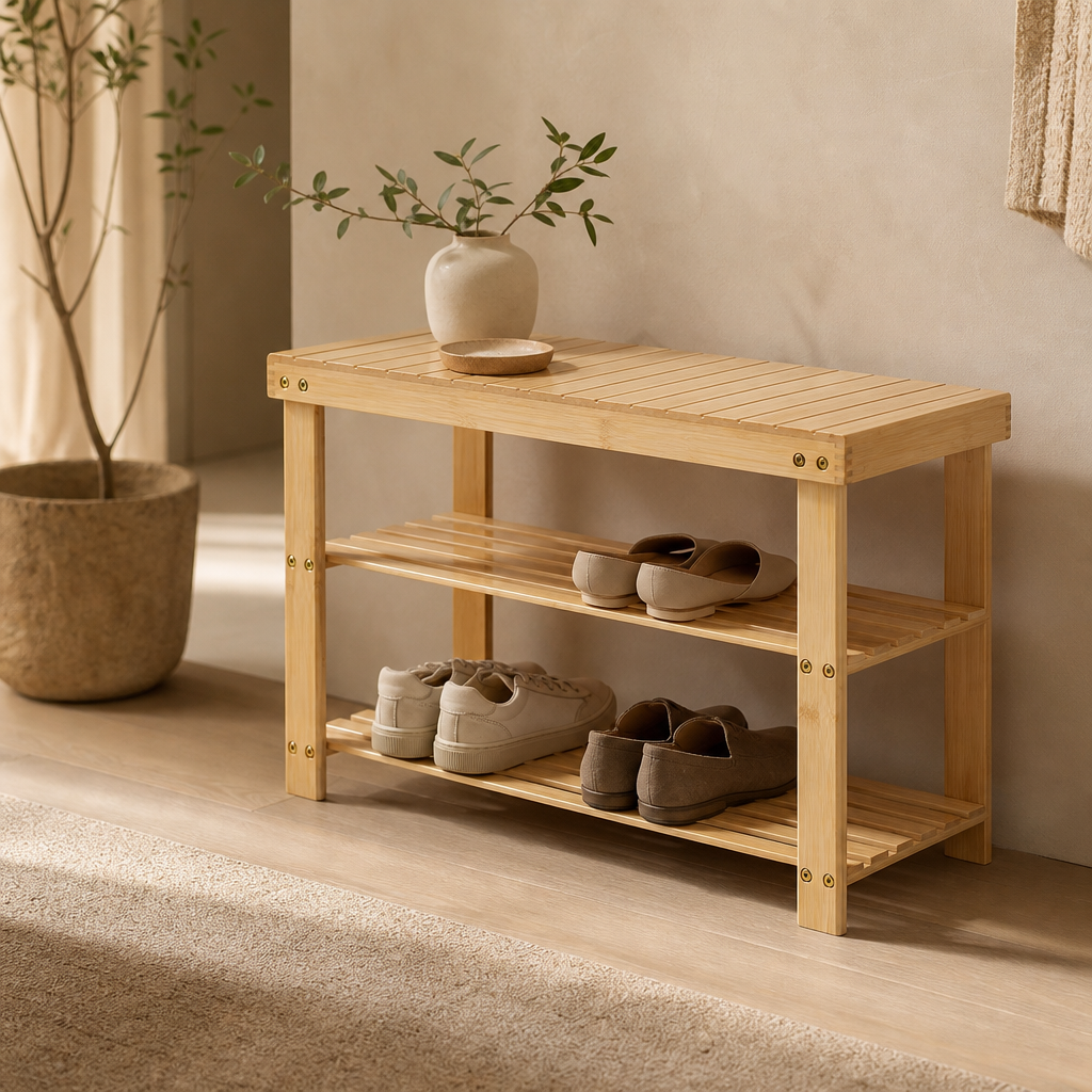 Bamboo Shoe Storage Bench