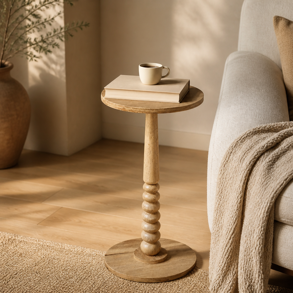 Round Wood Side Table