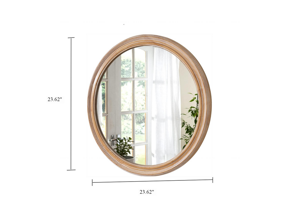 Farmhouse Round Natural Wall Mirror