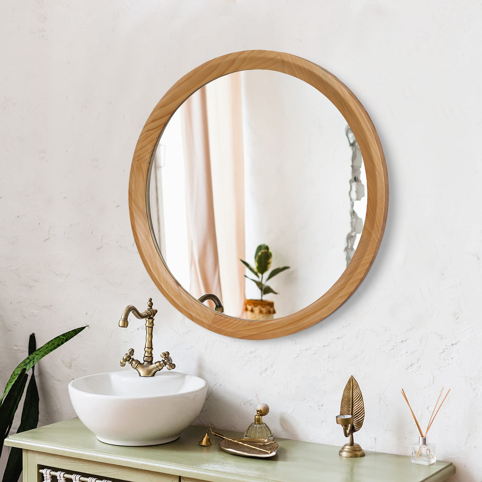 Minimalist Round Natural Magnifying Vanity Mirror