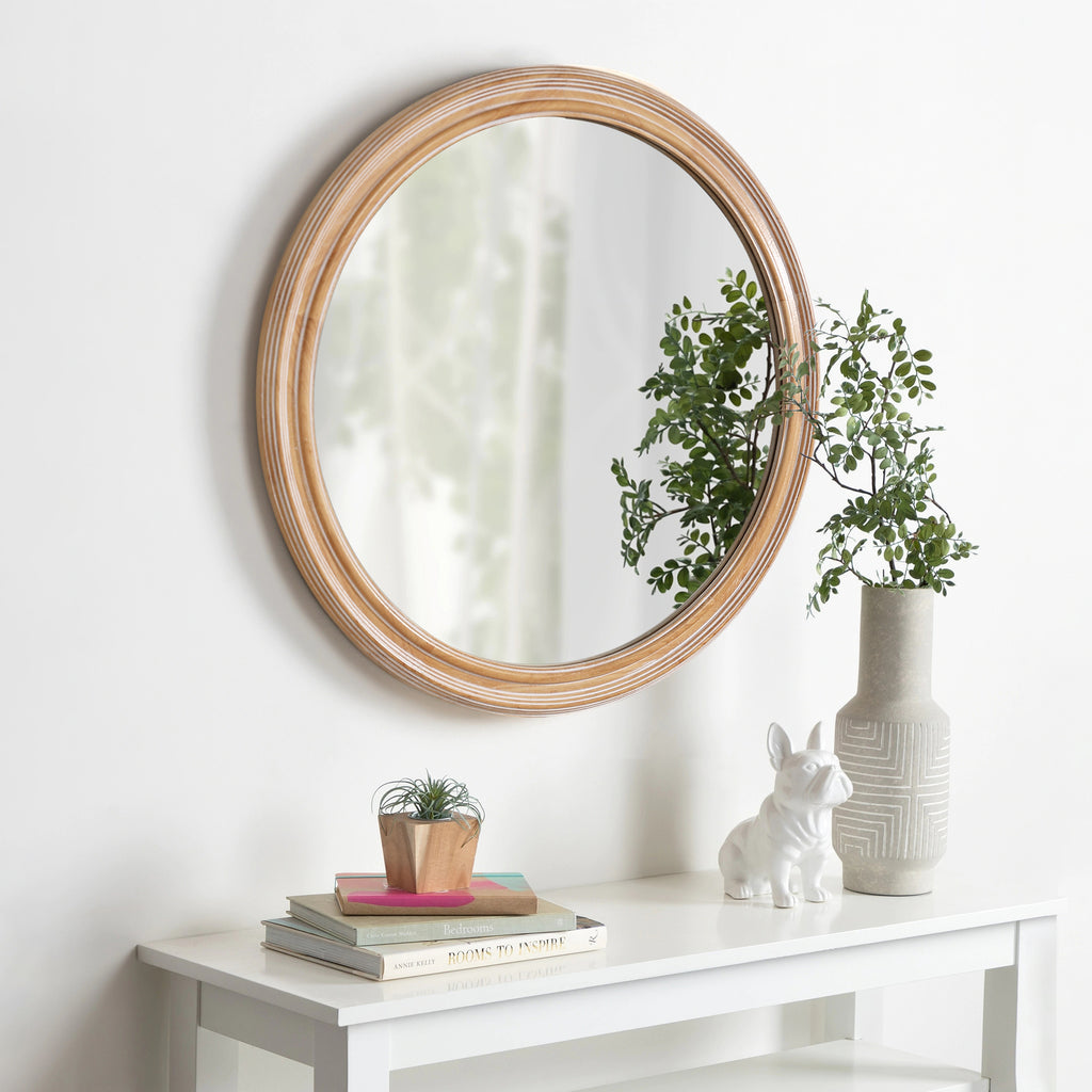 Farmhouse Round Natural Wall Mirror