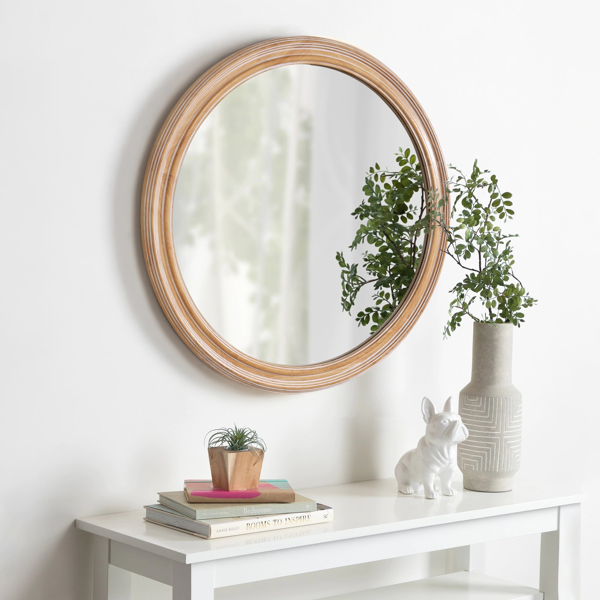 Farmhouse Round Natural Wall Mirror