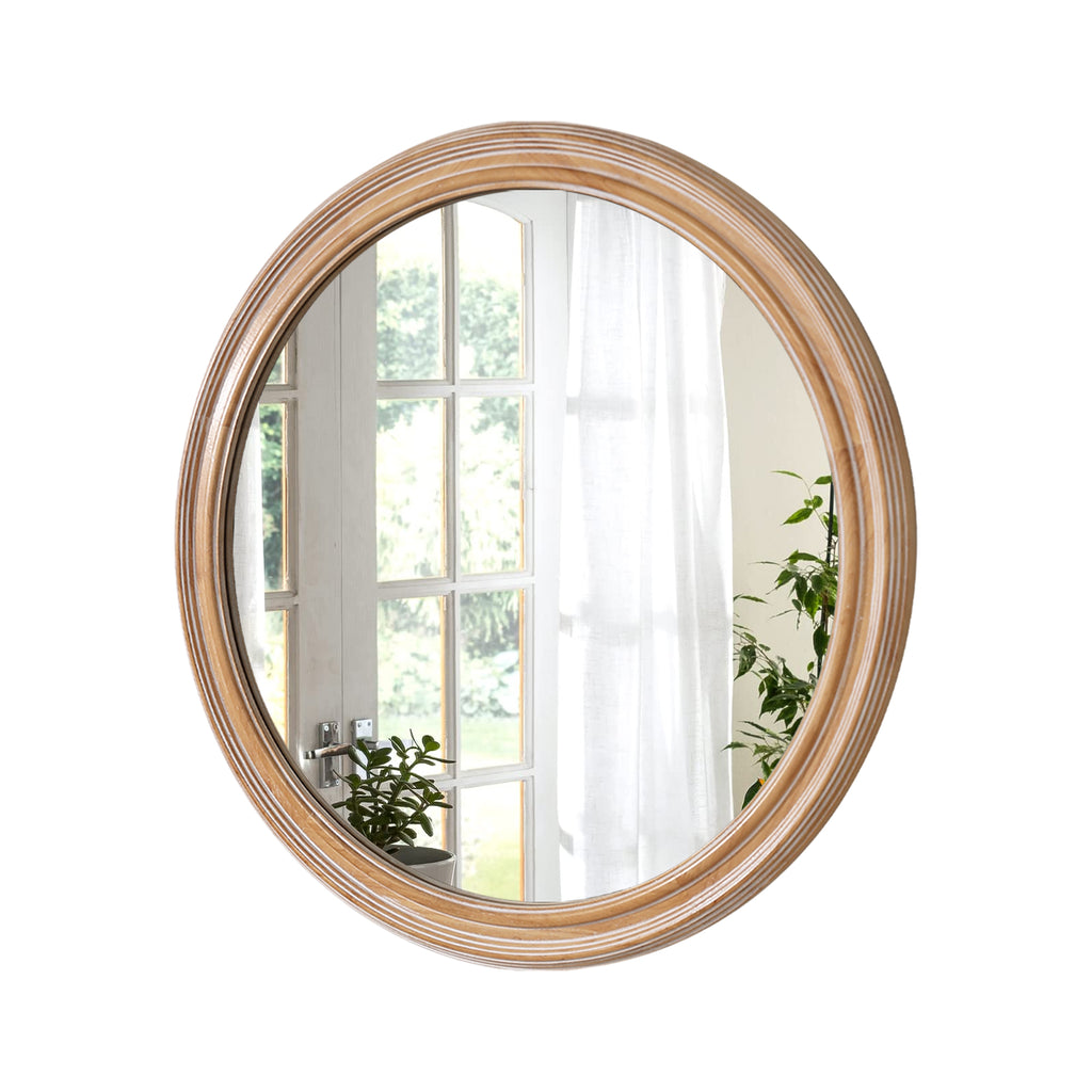 Farmhouse Round Natural Wall Mirror