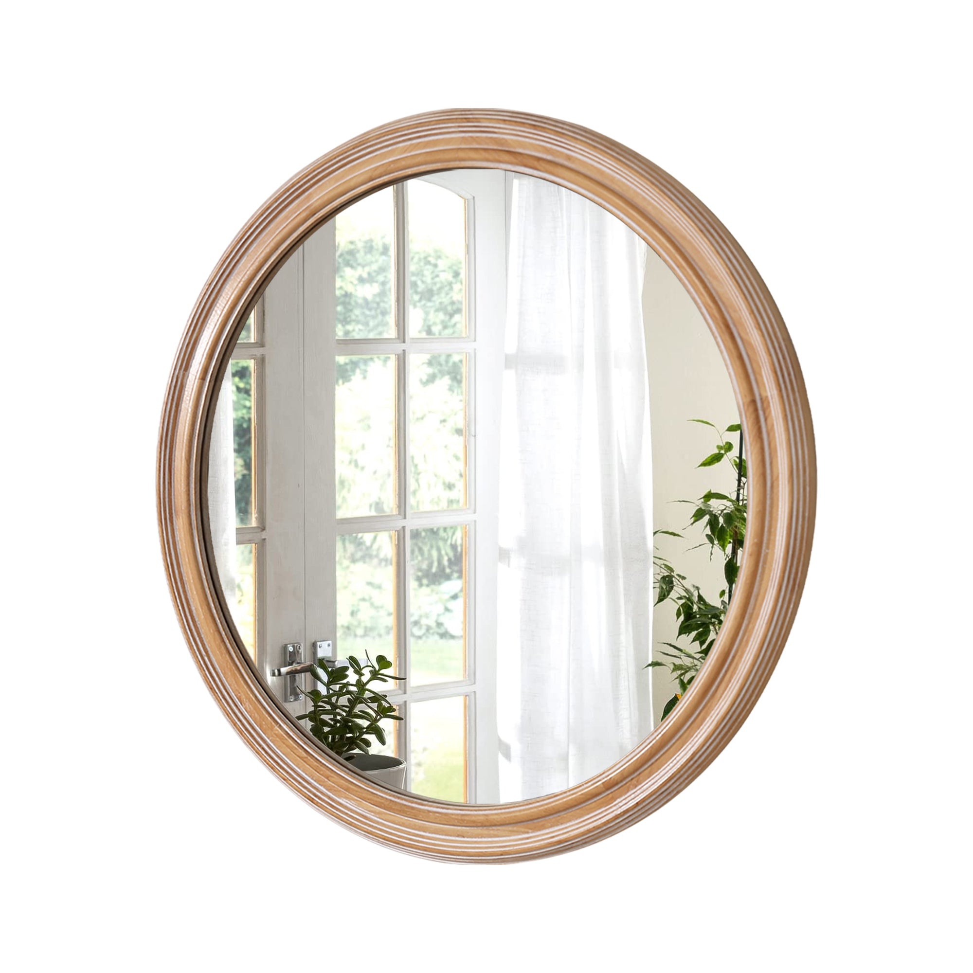 Farmhouse Round Natural Wall Mirror