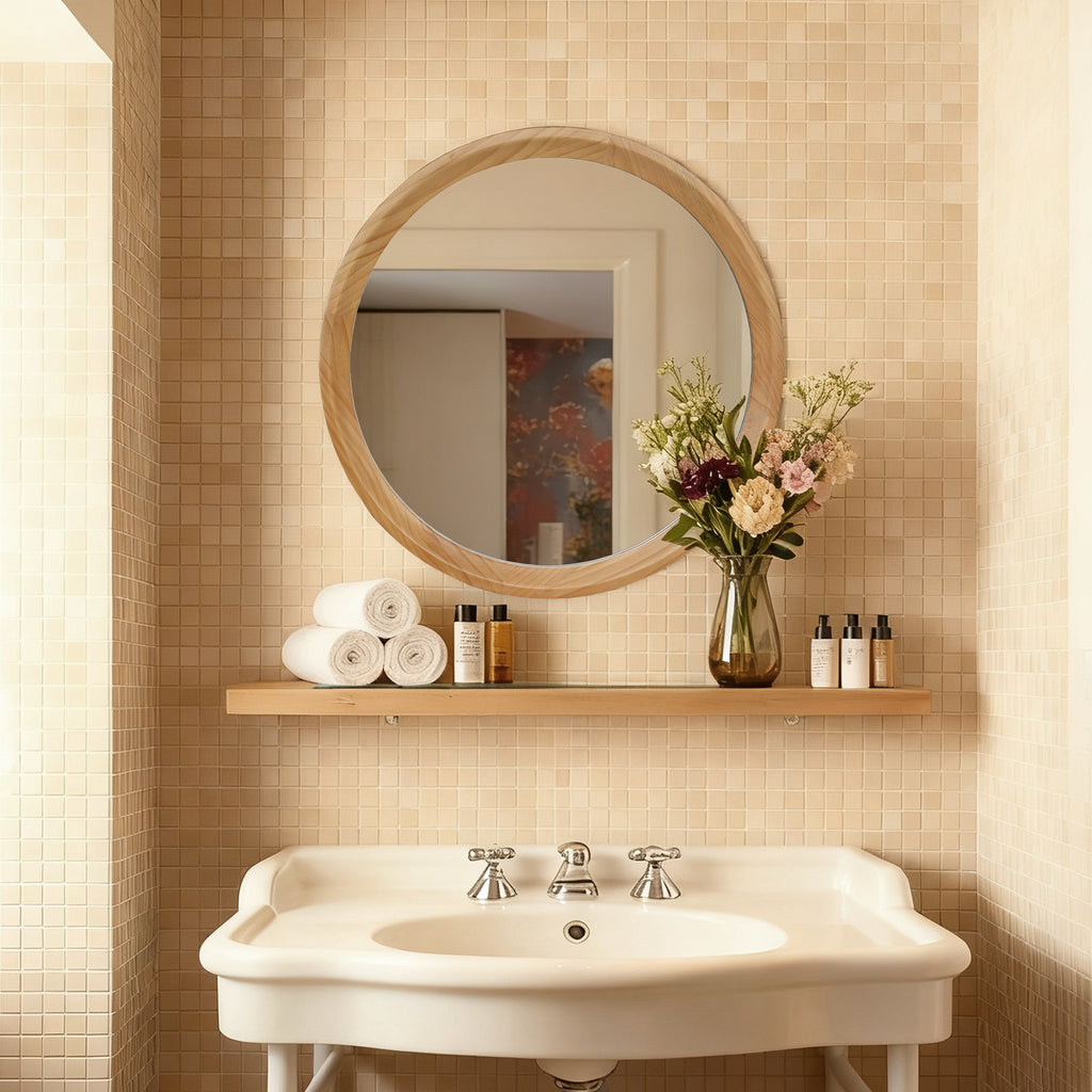 Minimalist Round Natural Magnifying Vanity Mirror