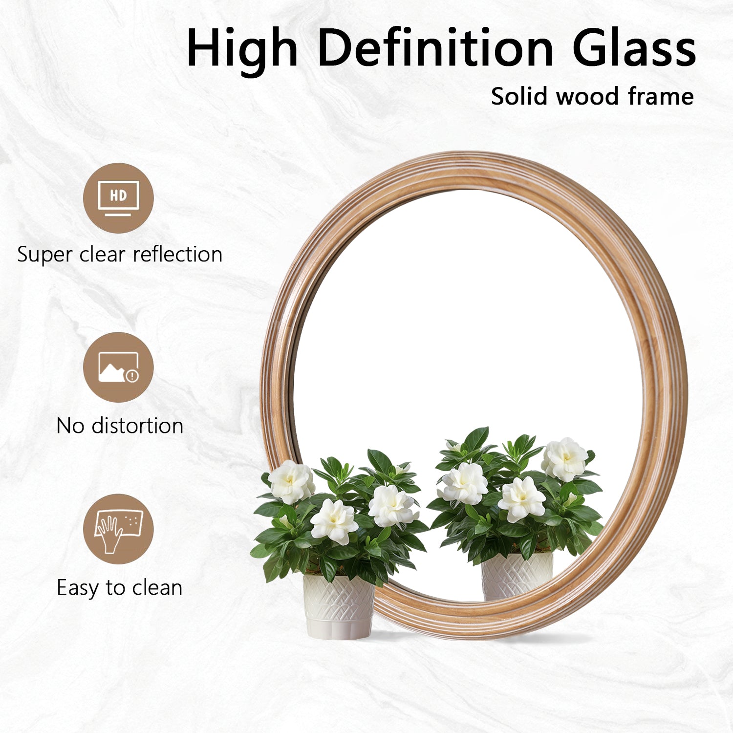 Farmhouse Round Natural Wall Mirror