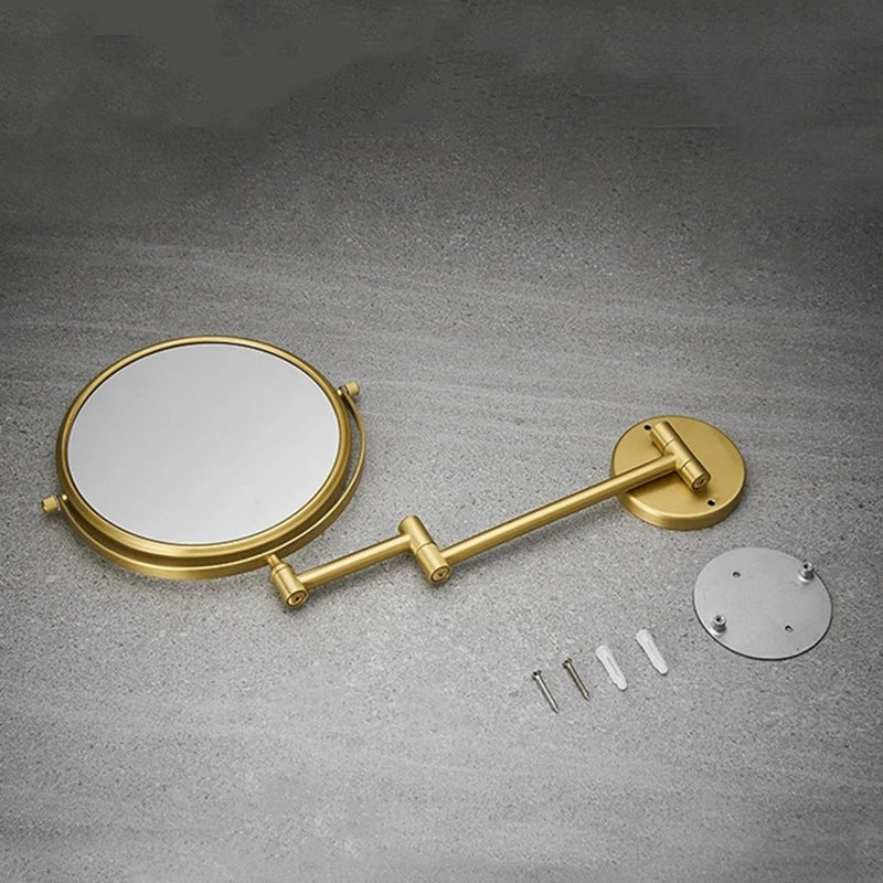 Modern Round Gold Magnifying Vanity Mirror