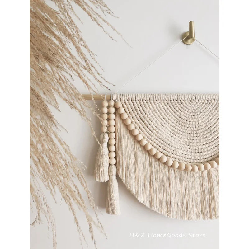 Modern Oval Cream Macrame Wall Hanging