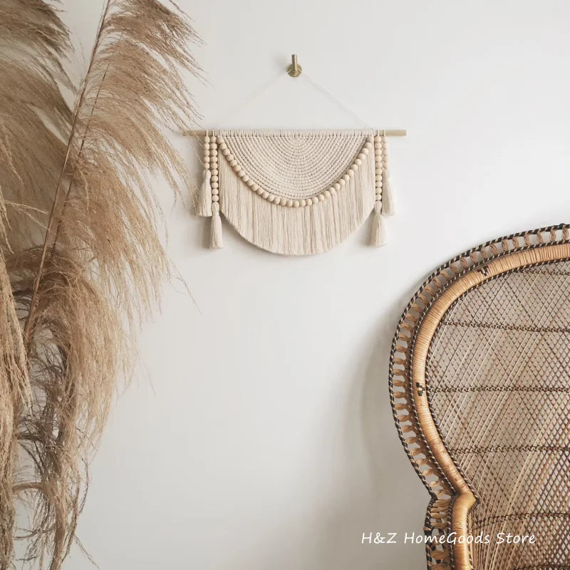 Modern Oval Cream Macrame Wall Hanging
