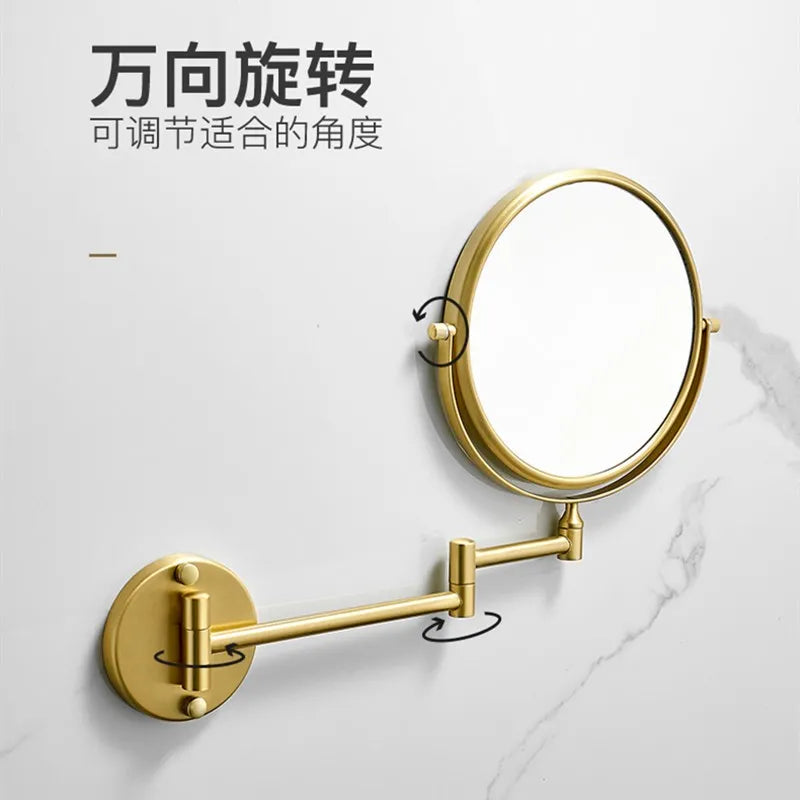 Modern Round Gold Magnifying Vanity Mirror