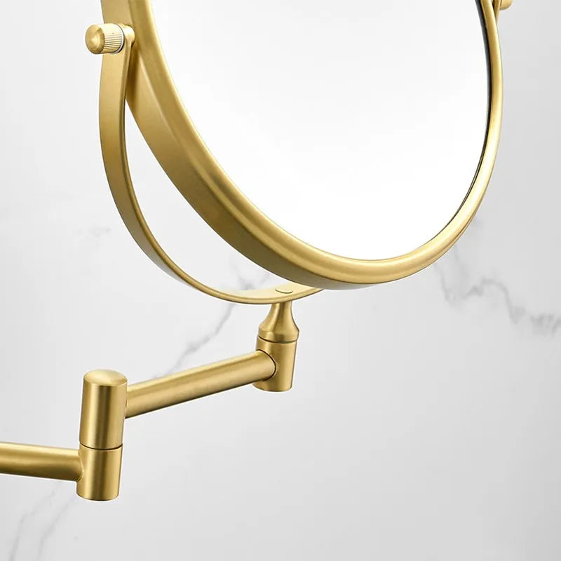 Modern Round Gold Magnifying Vanity Mirror