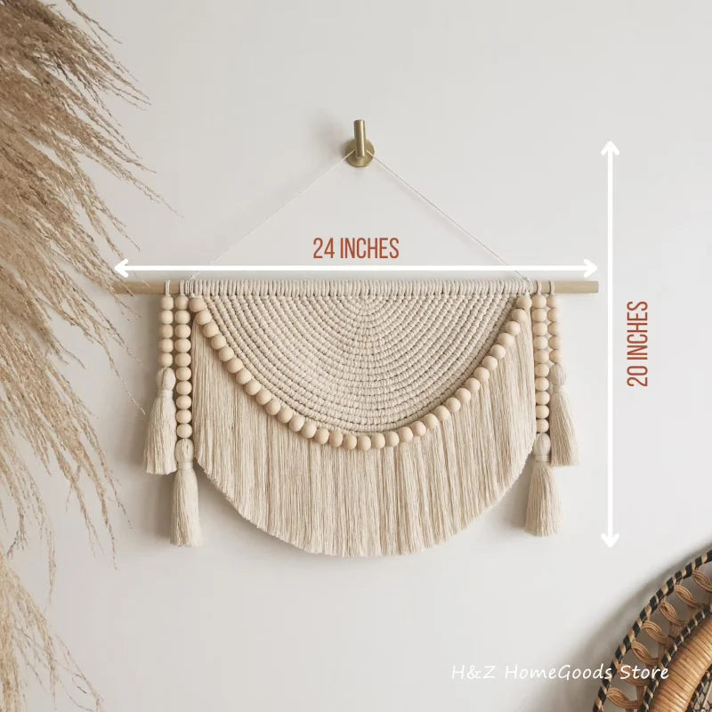 Modern Oval Cream Macrame Wall Hanging