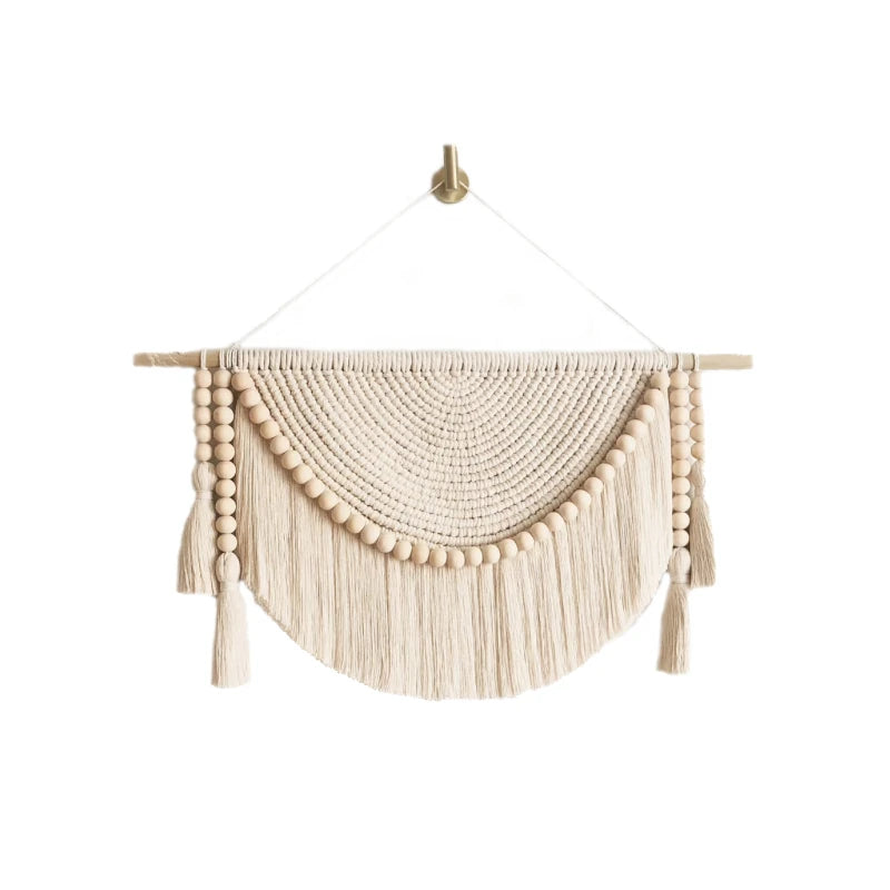 Modern Oval Cream Macrame Wall Hanging