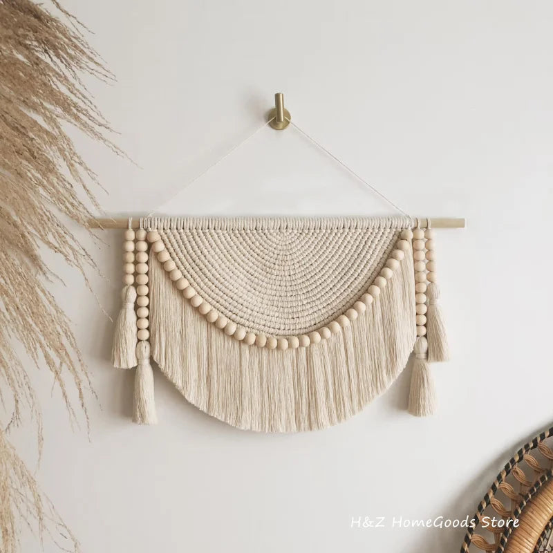 Modern Oval Cream Macrame Wall Hanging