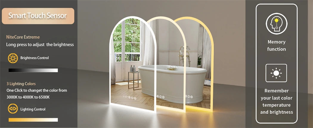 Arched LED Bathroom Mirror