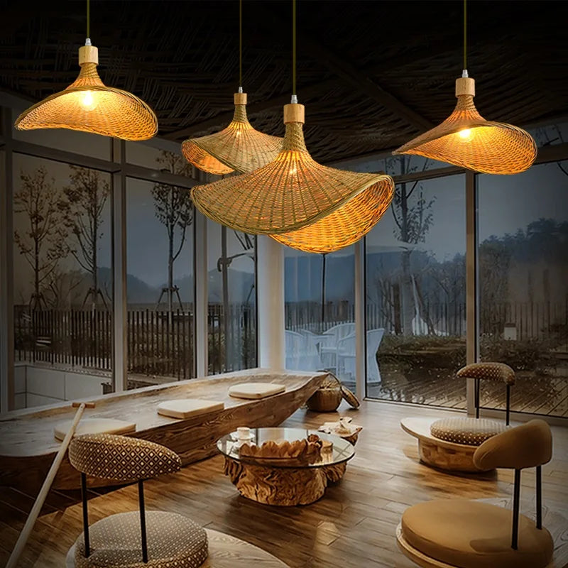 Vintage Rattan Pendant Chandelier