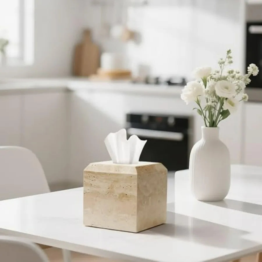 Italian Travertine Tissue Box