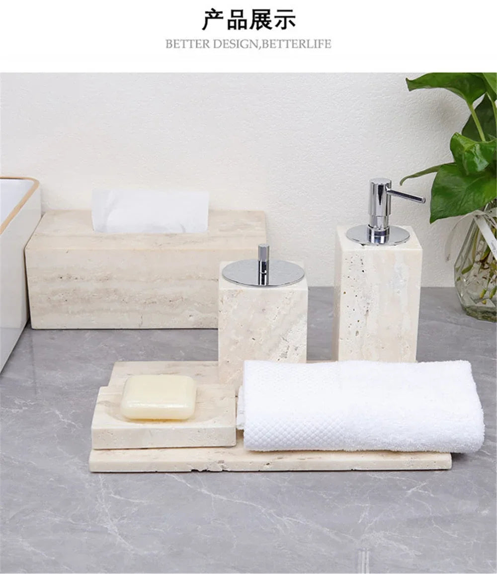Beige Travertine Vanity Set