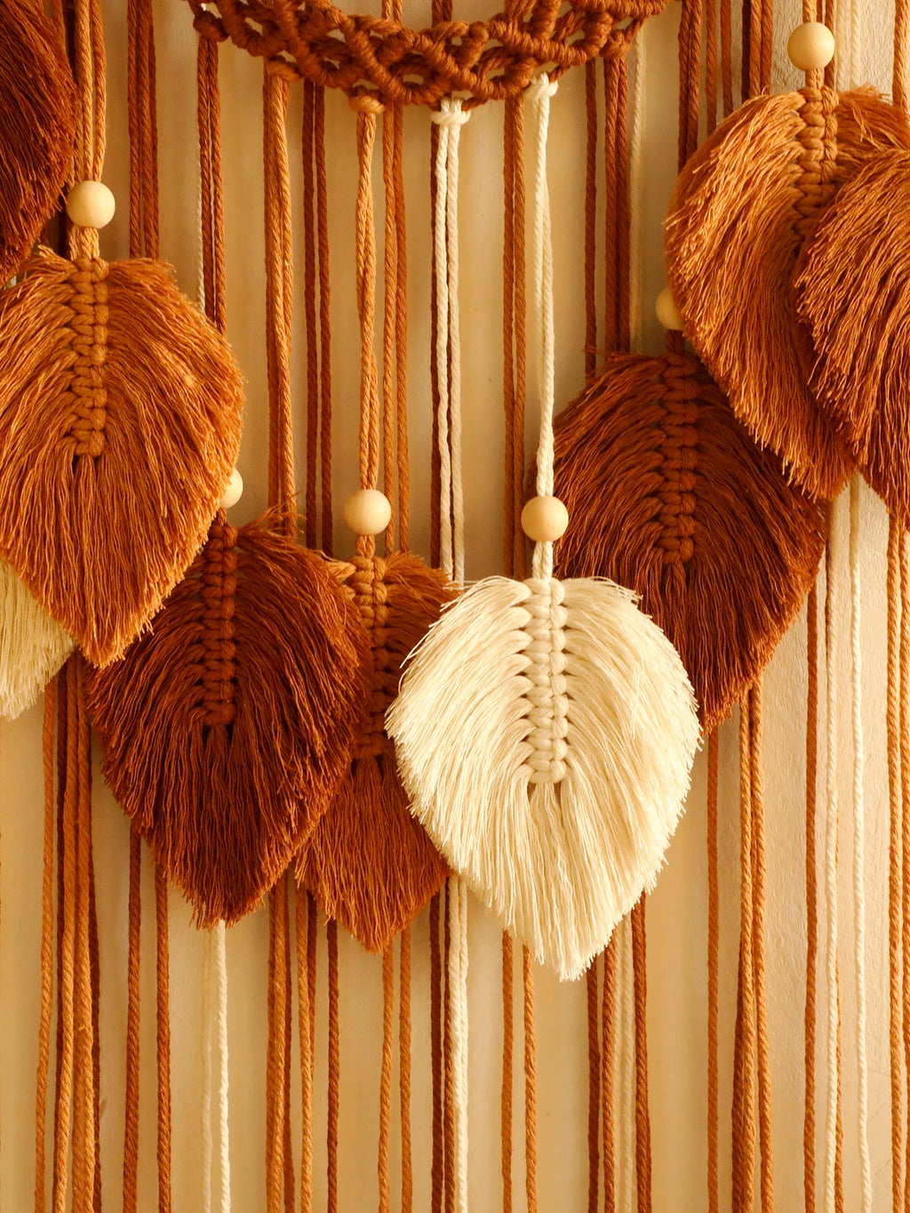 Beaded Leaf Macrame Hanging