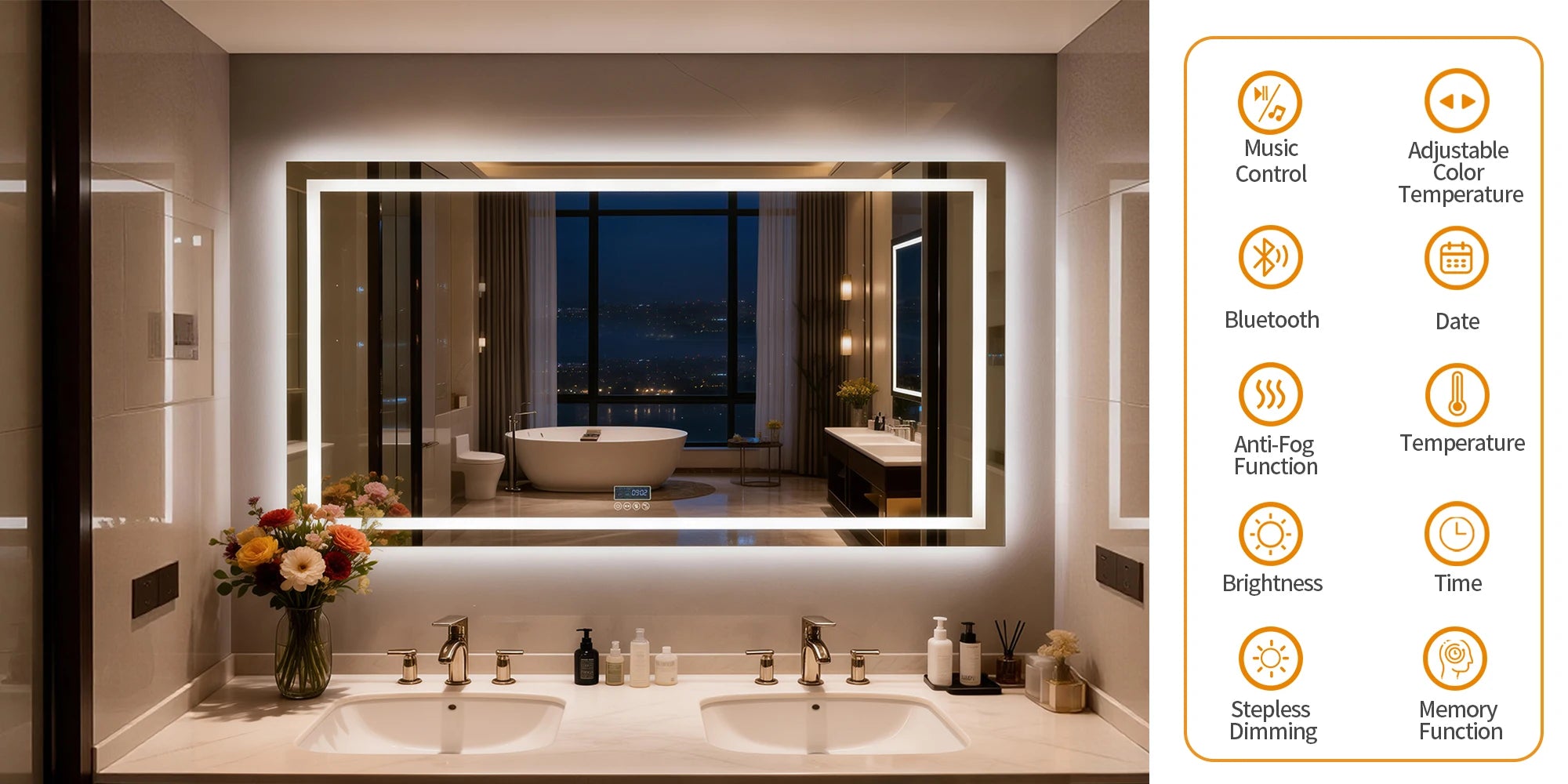 Bluetooth LED Bathroom Mirror