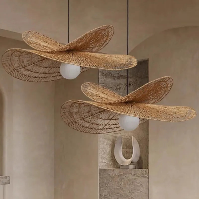 Wabi-Sabi Rattan Pendant Chandelier