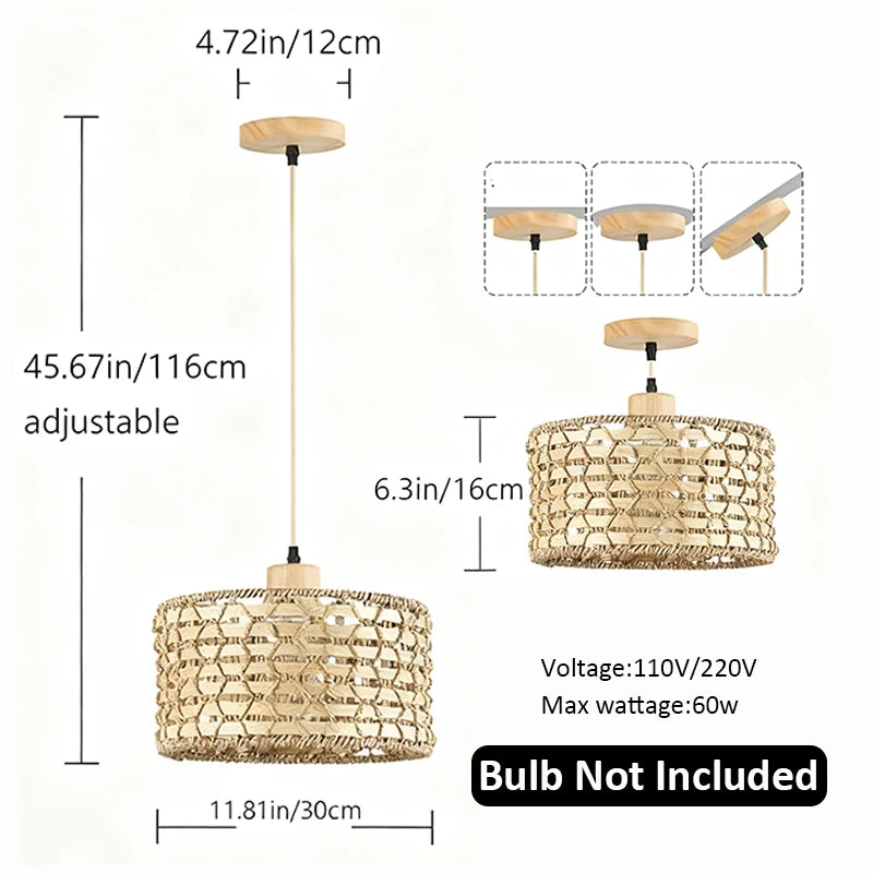 Retro Rattan Pendant Chandelier