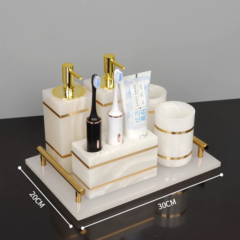 White Onyx Bathroom Set