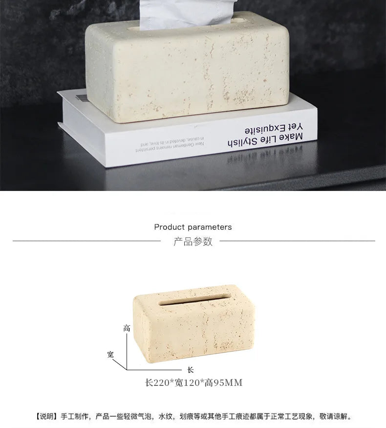 Wabi-Sabi Travertine Tissue Box