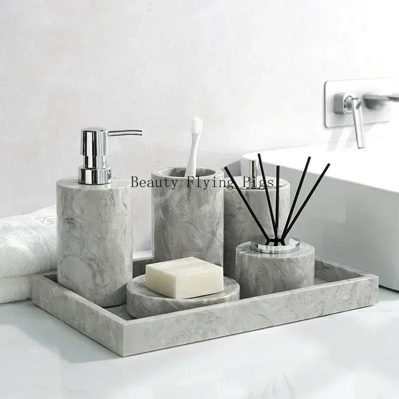 Marble Bathroom Accessory Set