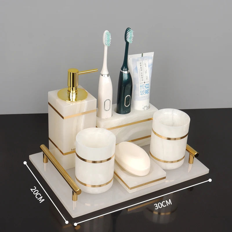 White Onyx Bathroom Set