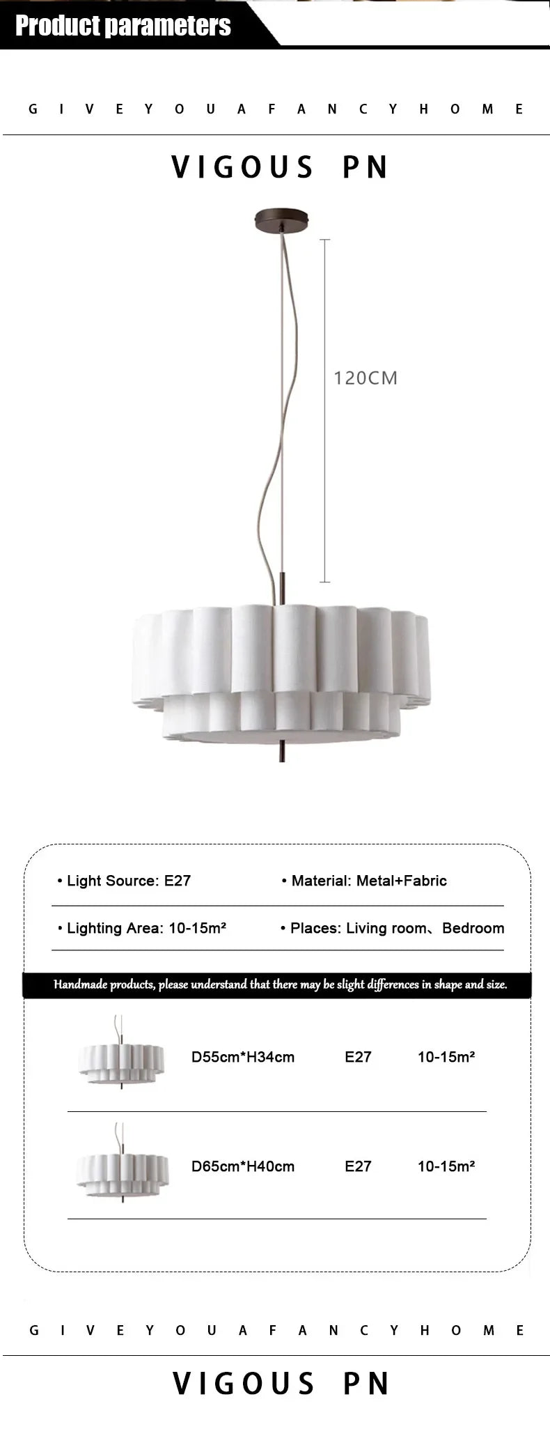 Wabi-Sabi Fabric Pendant Lamp