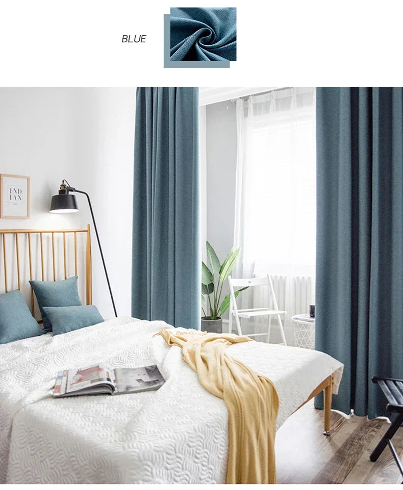 Modern Cotton-Linen Blackout Curtains, 310cm