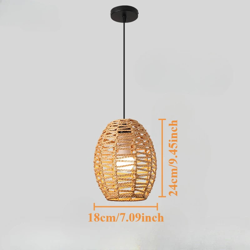 Retro Rattan Pendant Chandelier