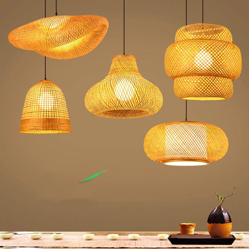 Vintage Rattan Pendant Chandelier