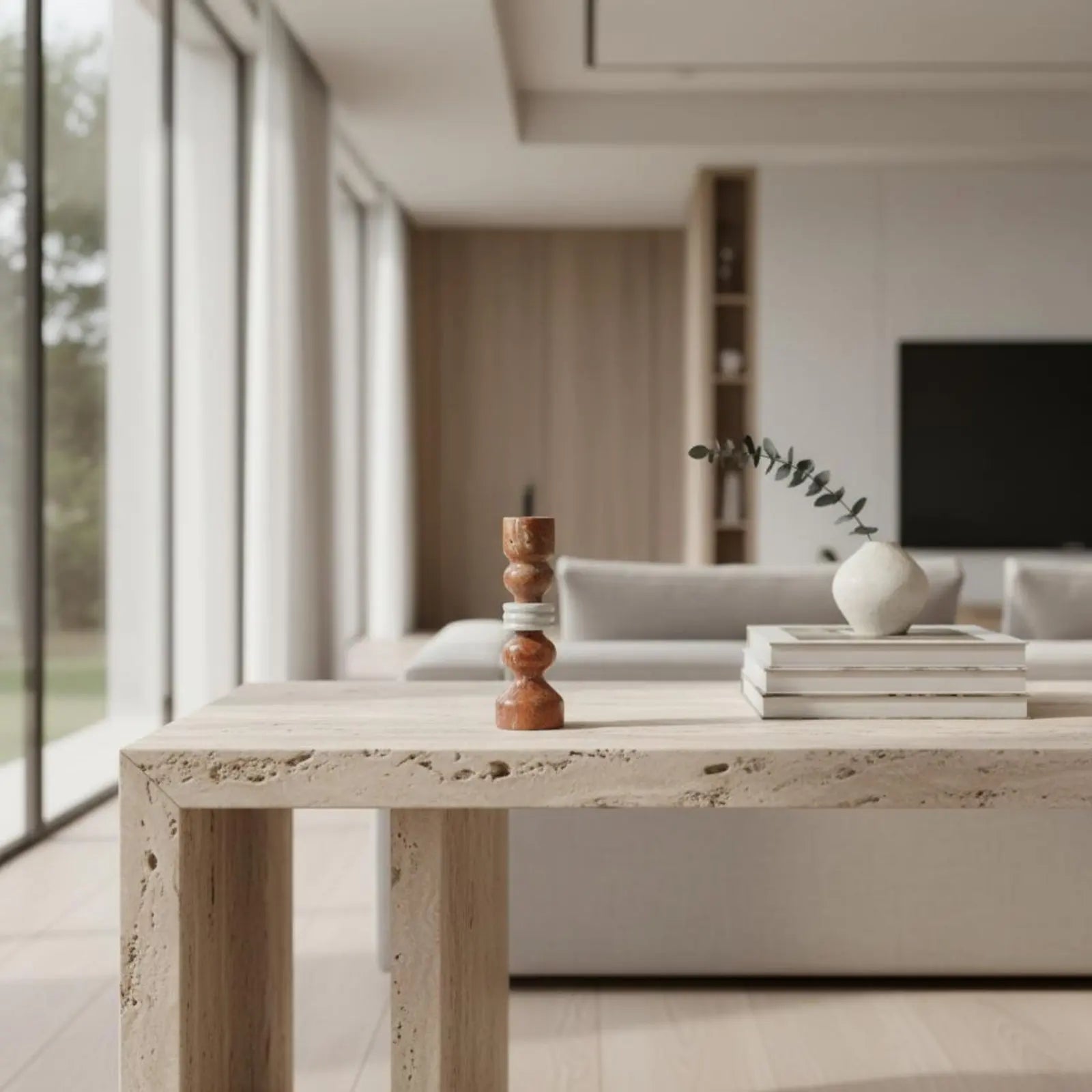 Travertine Candlestick