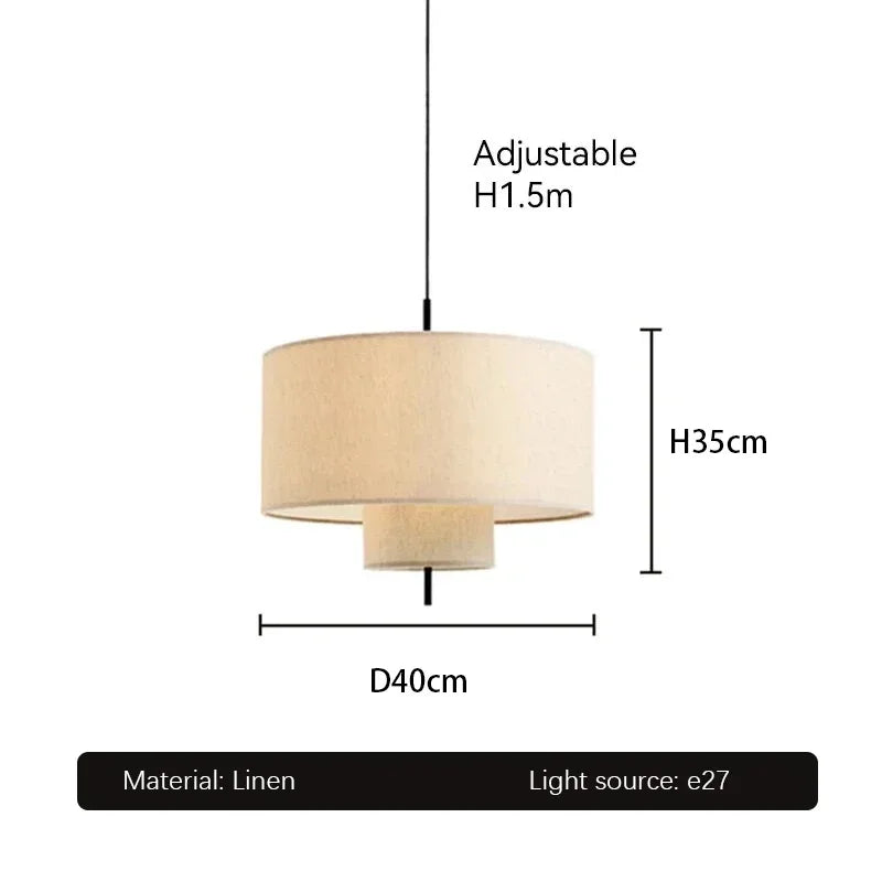 Wabi-Sabi Fabric Arc Pendant Lamp