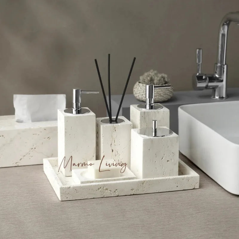 Beige Travertine Bath Set